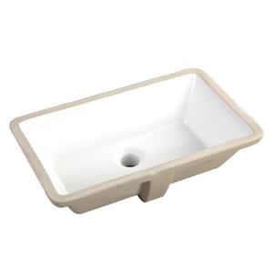 20-7/8 in. x 15-1/2 in. Rectrangle Undermount Vitreous Glazed Ceramic Lavatory Vanity Bathroom Sink in Pure White