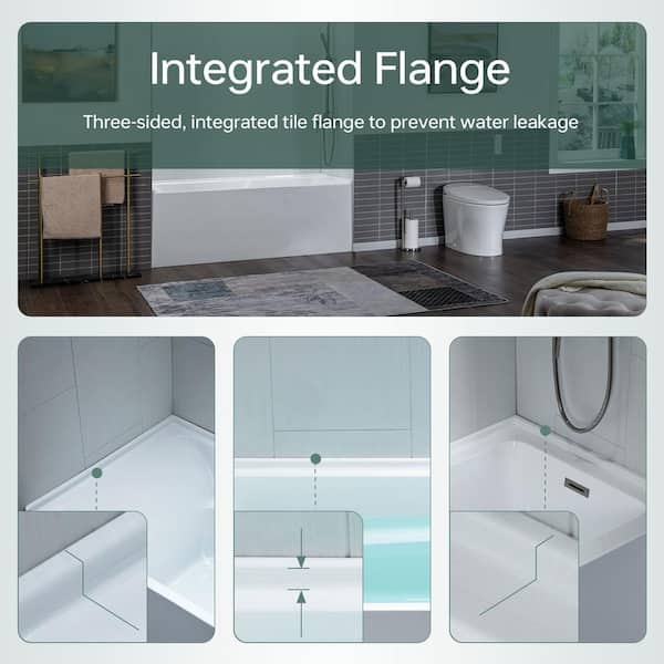 WOODBRIDGE 54 in. x 30 in. Acrylic Soaking Alcove Rectangular Bathtub