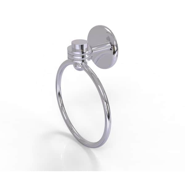 Allied Brass Satellite Orbit One Collection Towel Ring with Dotted Accent in Polished Chrome