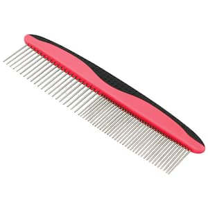 Grip Ease Wide and Narrow Tooth Grooming Pet Comb Red