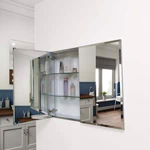 30 in. W x 26 in. H Rectangle Silver 2-Door Recessed/Surface Mount Medicine Cabinet with Mirror