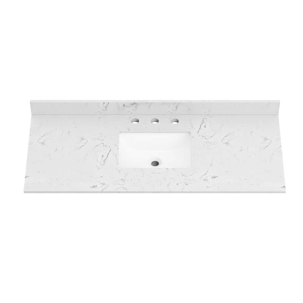 Classic 54 in. W x 22 in. D Engineered Stone Composite Rectangular Single Sink Bathroom Vanity Top in White Carrara price history on PriceWatchPro