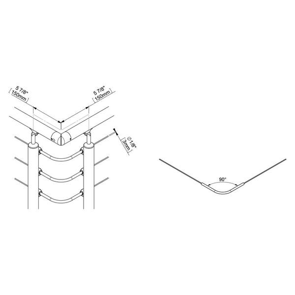 Dolle Prova PA25a Stainless Steel 90 Degree Corner (10-Piece)