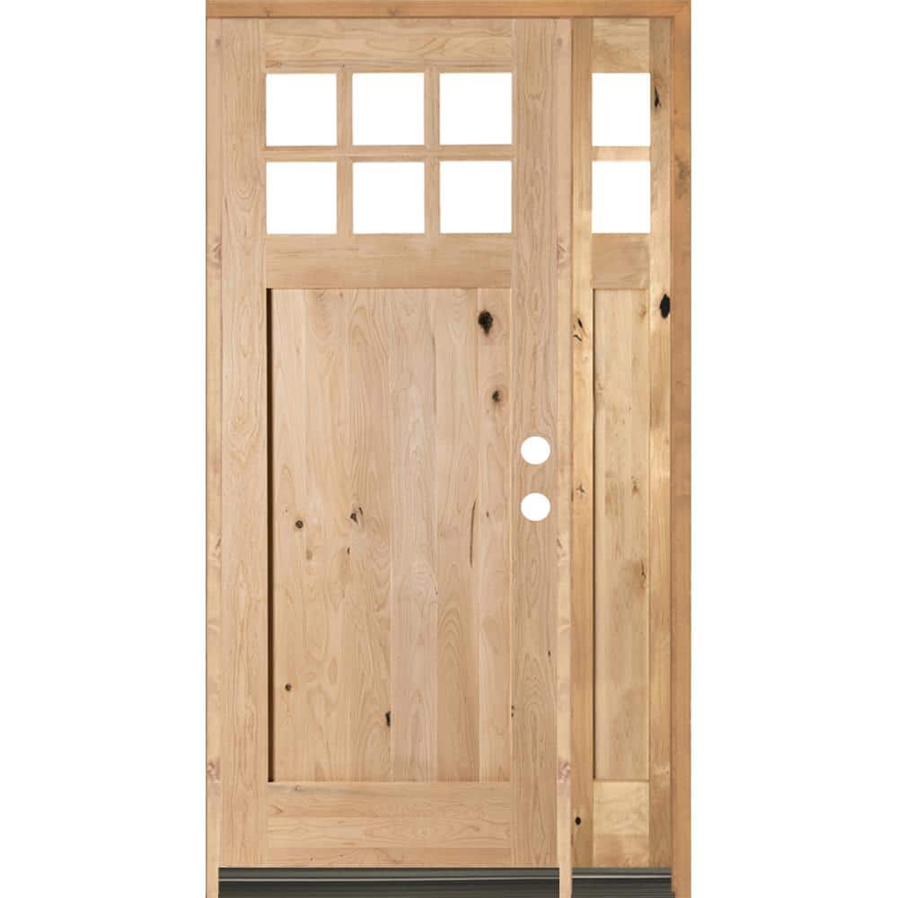 56 in. x 96 in. Craftsman 1 Panel 6-Lite Knotty Alder Unfinished Left-Hand Inswing Prehung Front Door Right Sidelite price history on PriceWatchPro