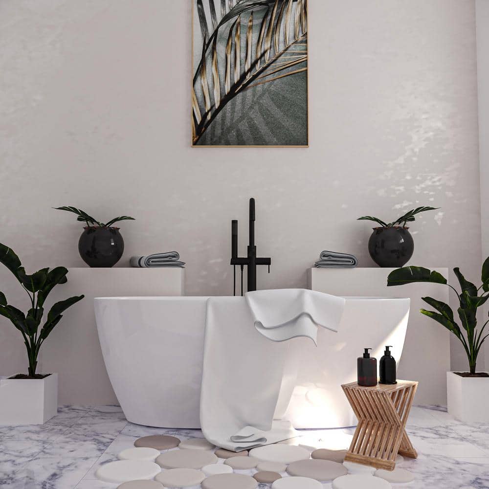 Matte Black Brass Floor Mount Freestanding Bathtub Filler Faucet