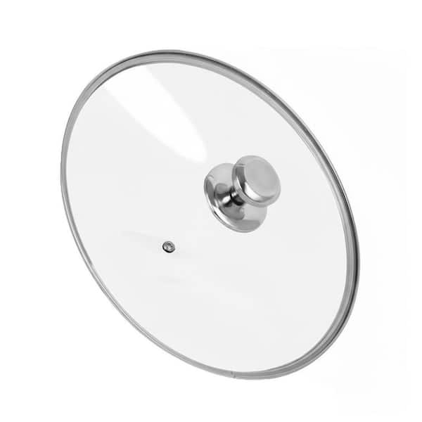 1-Piece Clear Tempered Glass Stainless Steel Leak-Proof Lid with Vent for Pots Frying Pans Skillets Dishwasher Safe Set