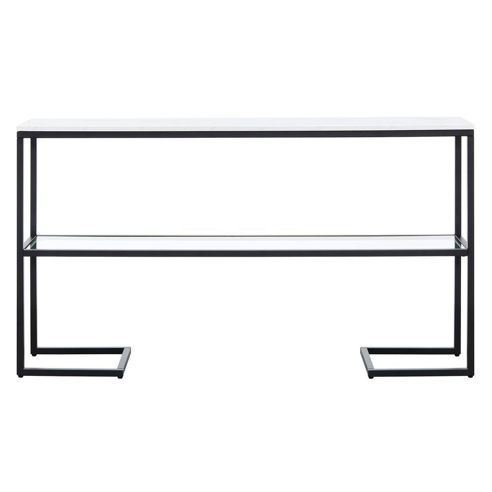Errol 55" Blackened Bronze Console Table with Faux Marble Top