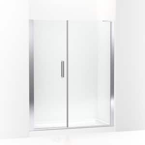 Cursiva 57-60 in. W x 72 in. H Frameless Pivot Shower Door in Bright Polished Silver