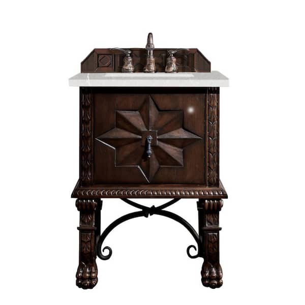 James Martin Vanities Balmoral 26 in. W x 23.5 in. D x 34 in. H Bathroom Vanity in Antique Walnut with Eternal Serena Quartz Top