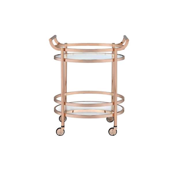 Lakelyn Clear Glass and Rose Gold Serving Cart