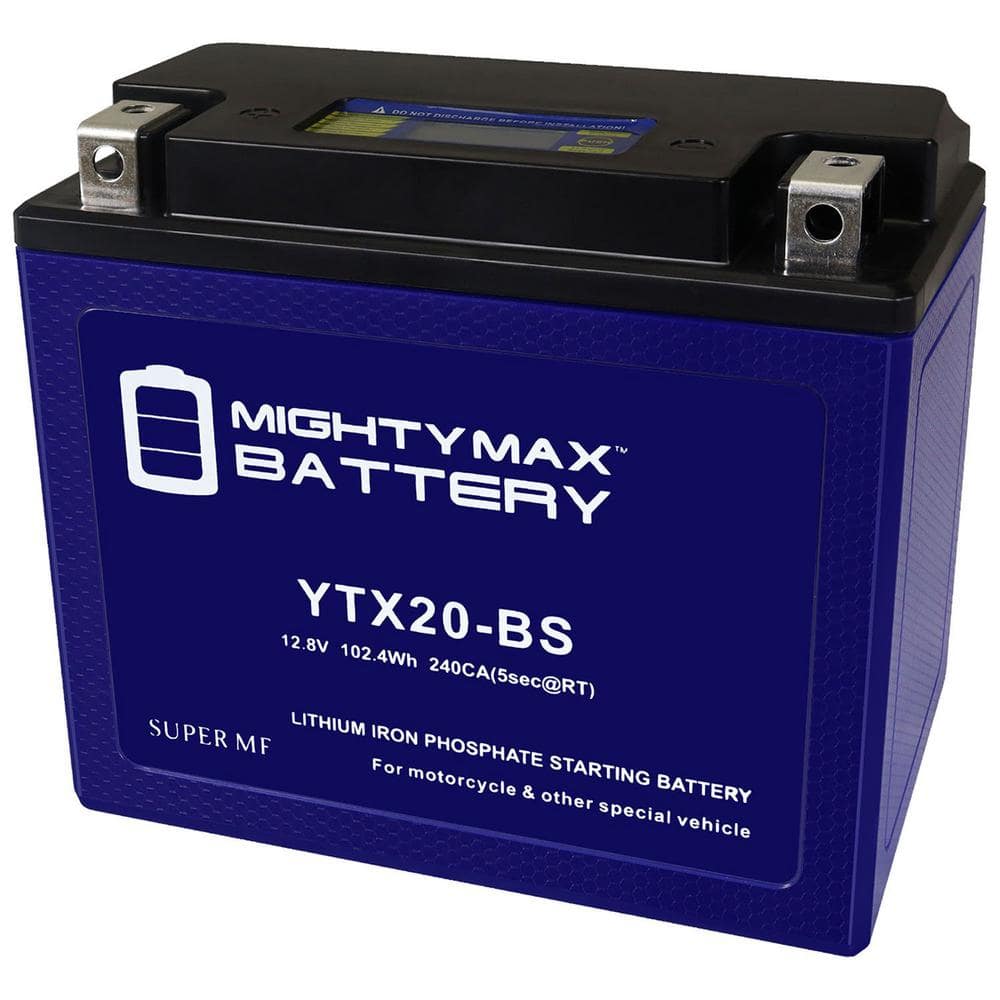 MIGHTY MAX BATTERY YTX20-BSLIFEPO4-12 Volt 18 AH, 360 CCA, Lithium Iron Phosphate (LiFePO4) Battery