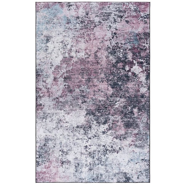 SAFAVIEH Tacoma Plum/Black 9 ft. x 12 ft. Machine Washable Distressed Gradient Area Rug