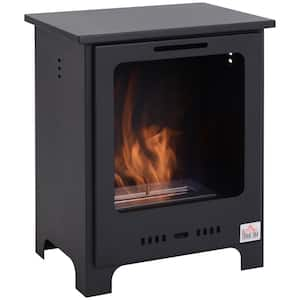 15.75 in. Freestanding Ethanol Fireplace Direct Vent, Alcohol Stove with 0.25 Gal Tank Capacity, Flame Snuffer in Black