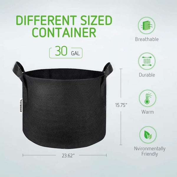 Details about   VIVOSUN 5-Pack 1~30 Gallons Grow Bags Heavy Duty Thickened Nonwoven Fabric Pots 