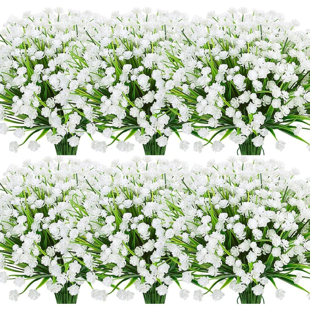 13.8 in. White Indoor/Outdoor Artificial Boston Fern Flowers UV Resistant 2