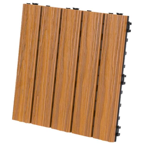 GRACIOUS LIVING INNOVATIONS 12 in. x 12 in. Light Brown Polymer Interlocking Deck Balcony Tiles (10-Pack)