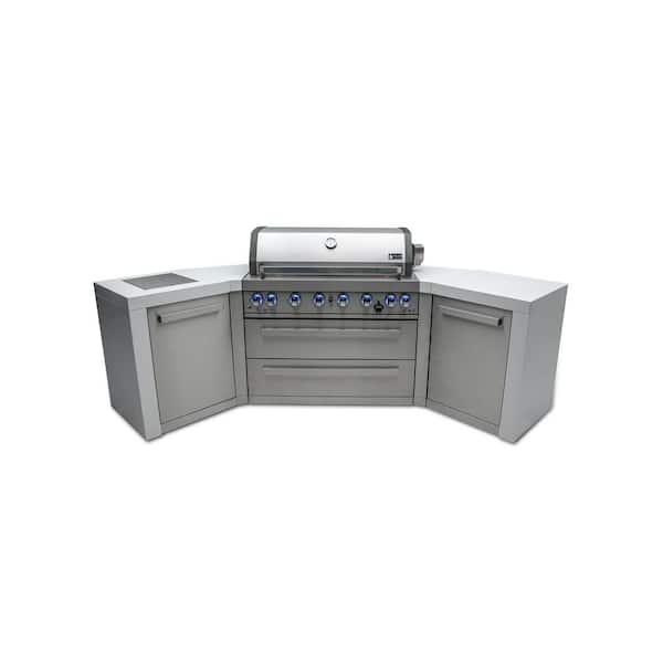 MONT ALPI Deluxe Series 6-Burner 45° Stainless Steel Outdoor Kitchen Propane Natural Gas Grill Island in Stainless Steel