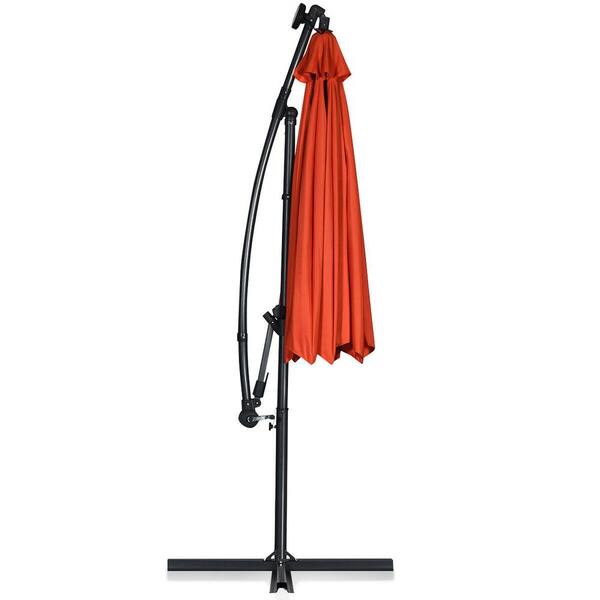 FORCLOVER 10 ft. Steel Rotation Patio Umbrella in Orange