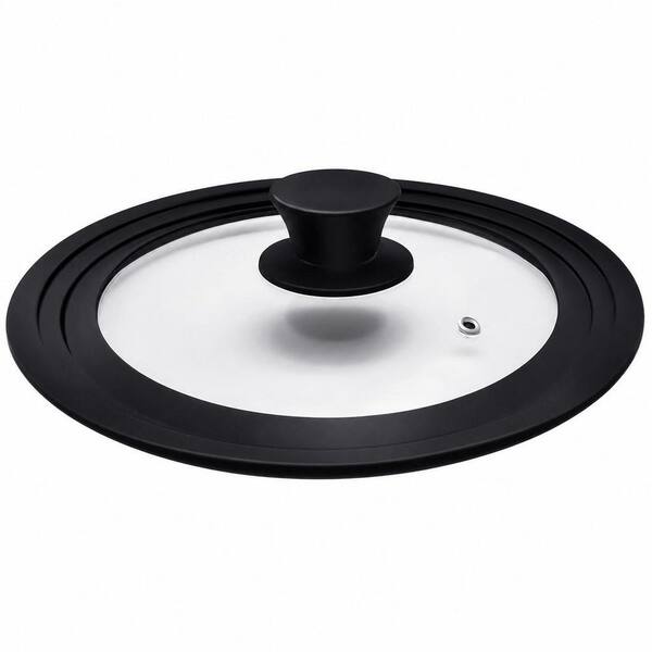12.5 in. Universal Tempered Glass Pot Lid with Heat Resistant Silicone Rim for 11 in. 12 in. 12.5 in. Dia. Pots and Pans