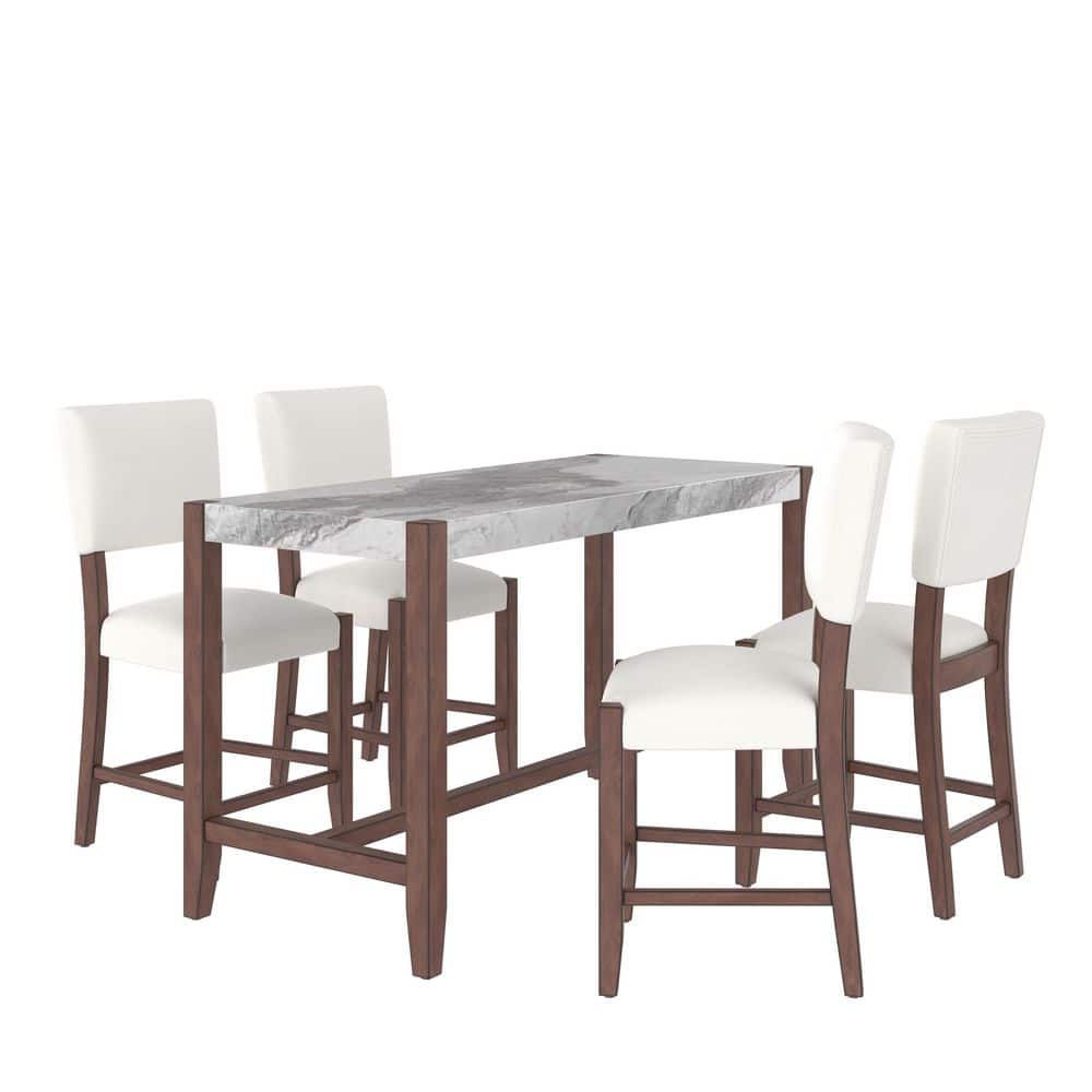 5-Piece Rubber Wood Outdoor Conversation Patio Furniture Set with Beige Cushions price history on PriceWatchPro