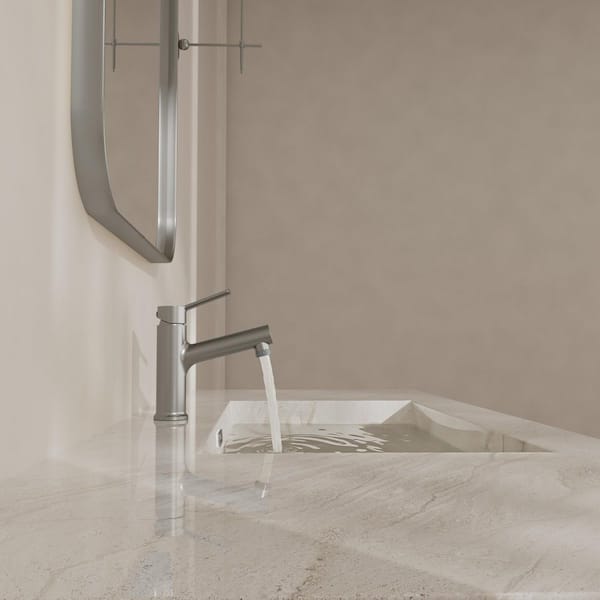 1-Handle Pull Down Single Hole Bathroom Sink Faucet with Pop-Up Drain and 2-Function in Brushed Nickel