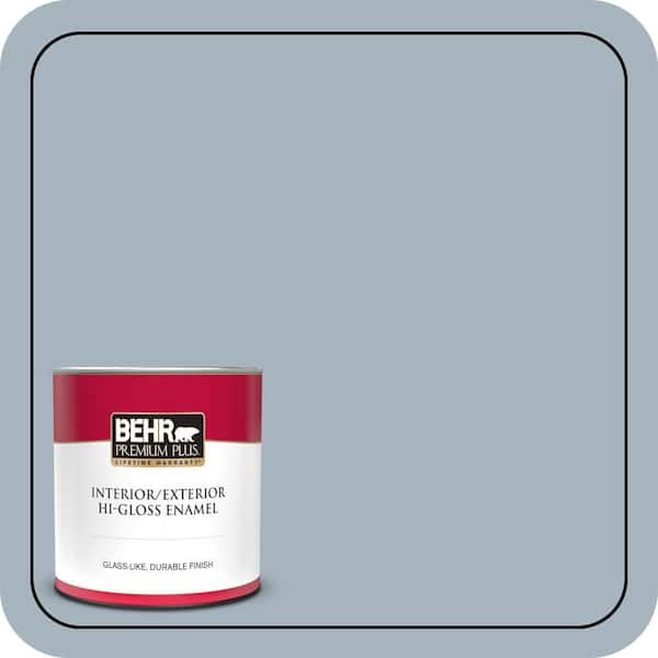 BEHR PREMIUM PLUS 1 qt. #N480-3 Shadow Blue Hi-Gloss Enamel Interior/Exterior Paint & Primer