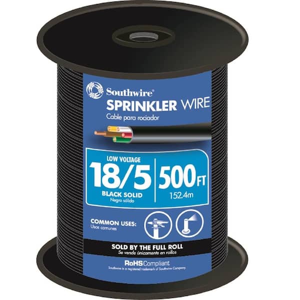 Southwire Sprinkler Wire 500 ft 18/5 Solid UL Direct Burial UV Resistant Black 