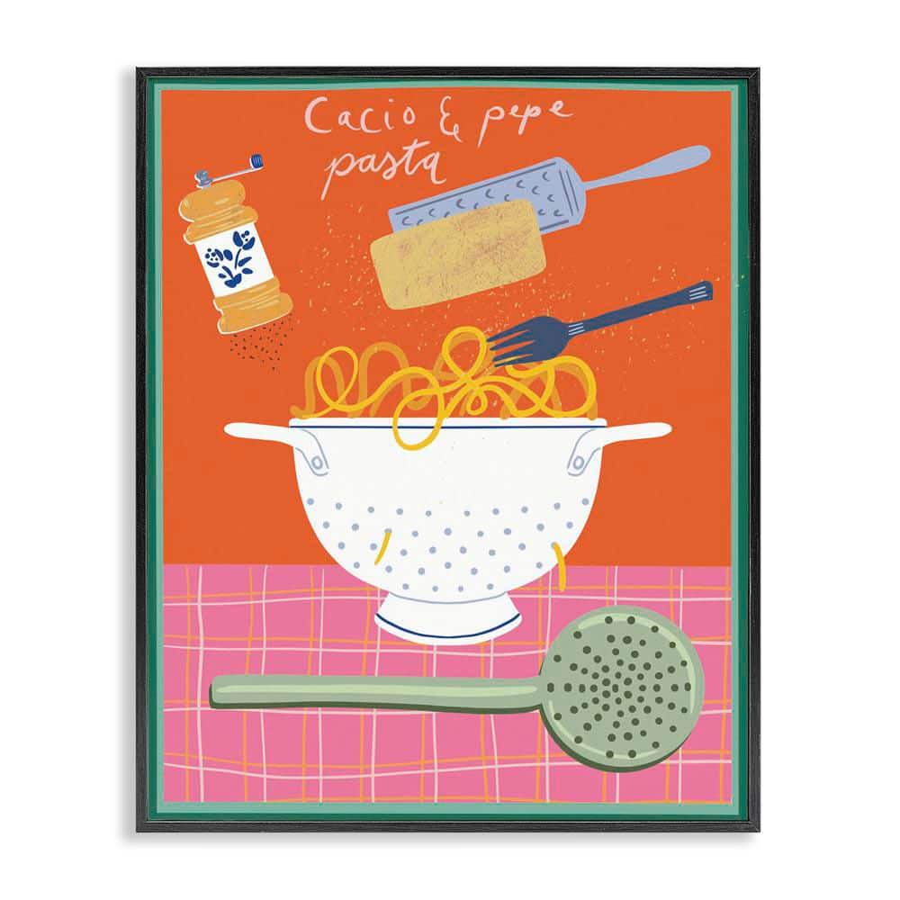 Retro Italian Pasta Meal by Jo Reid Black Framed Food Giclee Art Print 14 in. x 11 in. price history on PriceWatchPro