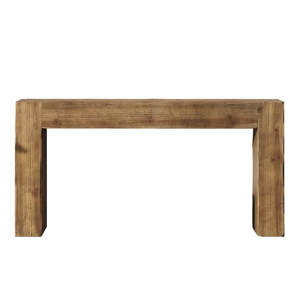 Turrella 63 in. Brown Rectangle Solid Wood Console Table, Farmhouse Entryway Table for Hallway, Living Room