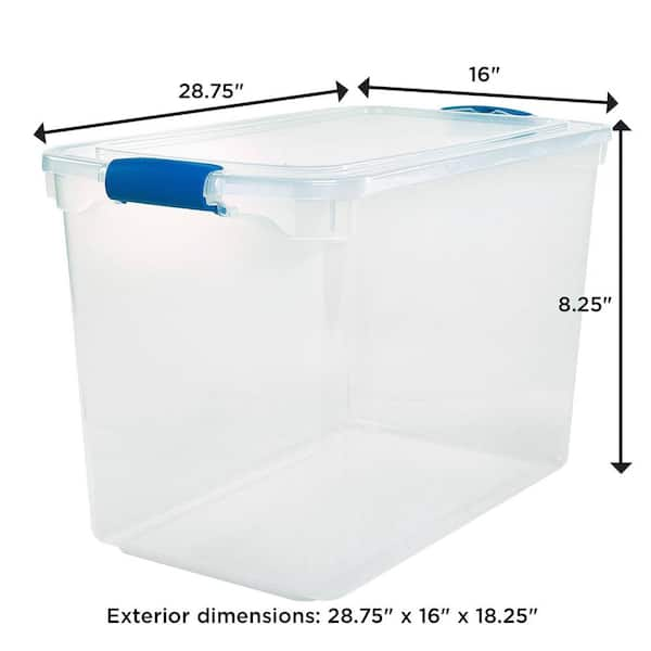 Homz Multipurpose 66 Quart Clear Storage Container Tote Bins With