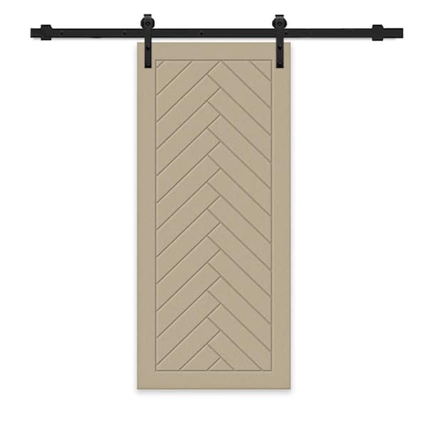 CALHOME 30 in. x 96 in. Unfinished Composite MDF Paneled Interior Sliding Barn Door with Hardware Kit