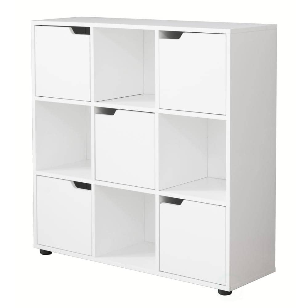 Gymax 35.5 in. H 9-Cube Bookcase Cabinet Wood Bookcase Storage