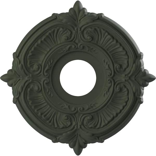 Ekena Millwork 13 in. O.D. x 3-1/2 in. I.D. x 3/4 in. P Attica Thermoformed PVC Ceiling Medallion in UltraCover Satin Hunt Club Green