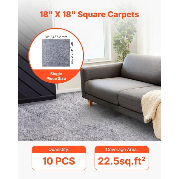 SKYSHALO Gray Residential 18 in. x 18 in. Peel and Stick Carpet