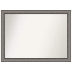 Burnished Concrete 42.5 in. x 31.5 in. Non-Beveled Modern Rectangle Wood Framed Bathroom Wall Mirror in Gray