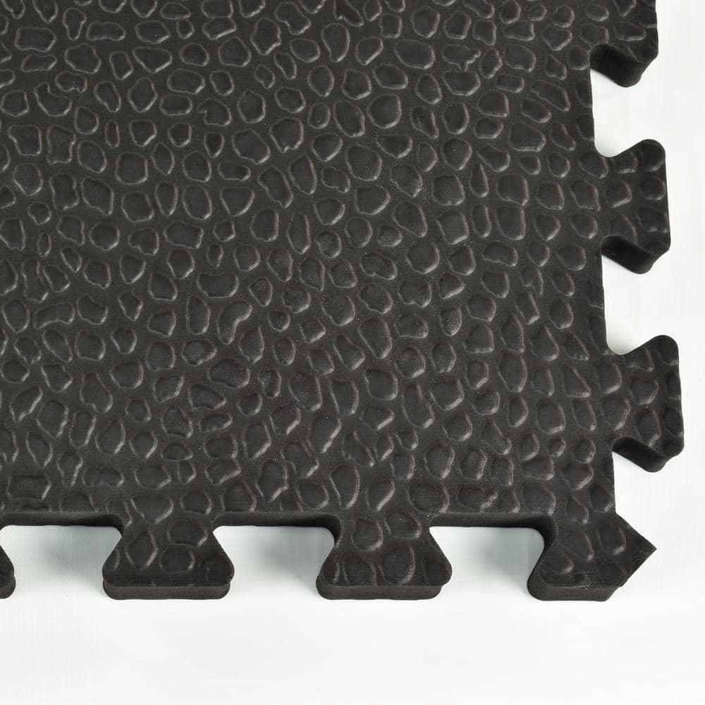 Black Pebble Top Interlocking Foam Gym Floor Tiles 24" x 24"