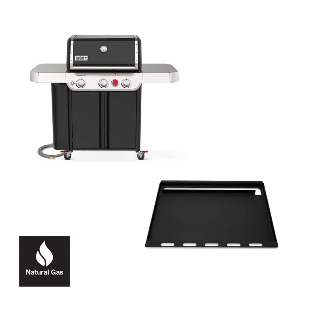 Weber Genesis E-330 3-Burner Natural Gas Grill in Black with Full Size ...