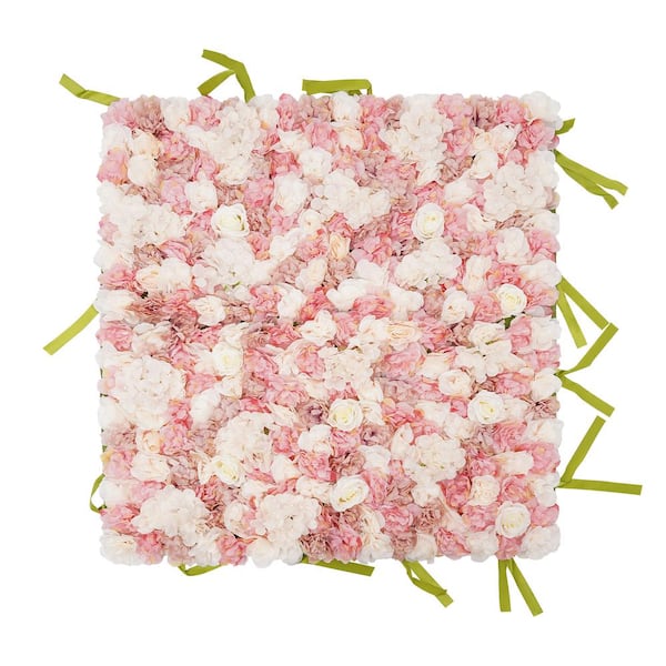 YIYIBYUS 39 in. Multi-colored Artificial Flower Wall Panel Rose Dahlia Hydrangeas Flowering Plants Backdrop Wedding Party Decor