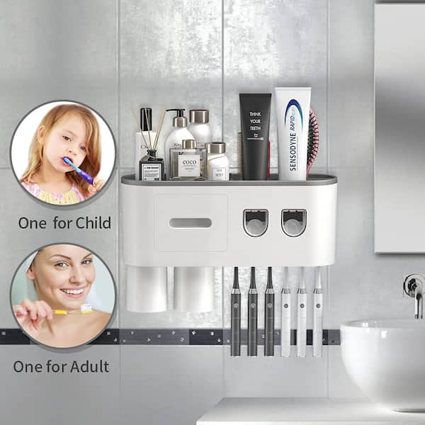 Toothpaste Dispenser Wall Mounted and 2 Pack Toothbrush Holder for  Bathroom, Black Automatic Toothpaste Squeezer and Electric Toothbrush  Holder Tooth