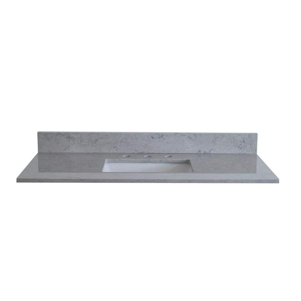 43 in. W x 22 in. D Engineered Stone Bathroom Vanity Top in Carrara Gray with Ceramic Single Sink and Backsplash price history on PriceWatchPro