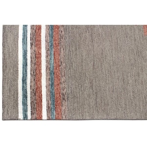 D1709 Brown 7 ft. 6 in. x 9 ft. 6 in. Hand Tufted Southwestern Indoor Wool Area Area Rug