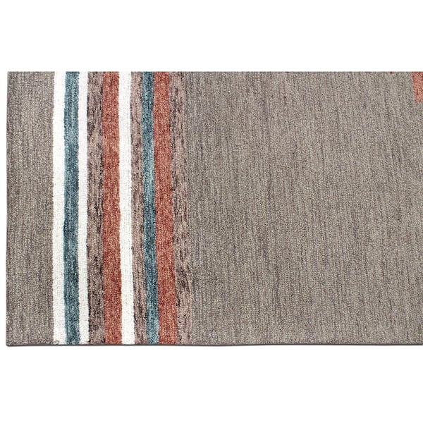 D1709 Brown 7 ft. 6 in. x 9 ft. 6 in. Hand Tufted Southwestern Indoor Wool Area Area Rug