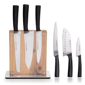 7-Piece Stainless Steel Cutlery Carbon6 Set with Acacia Midtown Knife Block