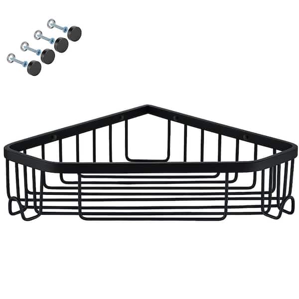 Wall Mounted Corner Shower Caddy Shower Basket in Stainless Steel Matte Black