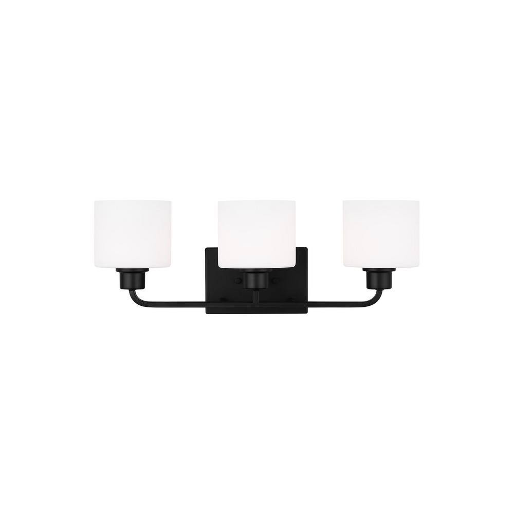 Canfield 23 in. 3-Light Midnight Black Minimalist Modern Wall Bathroom Vanity Light with White Glass and LED Bulbs price history on PriceWatchPro
