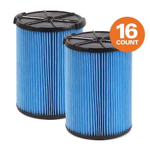 3-Layer Fine Dust Pleated Paper Filter for Most 5 Gal. and Larger Wet/Dry Shop Vacuums (16-Pack)