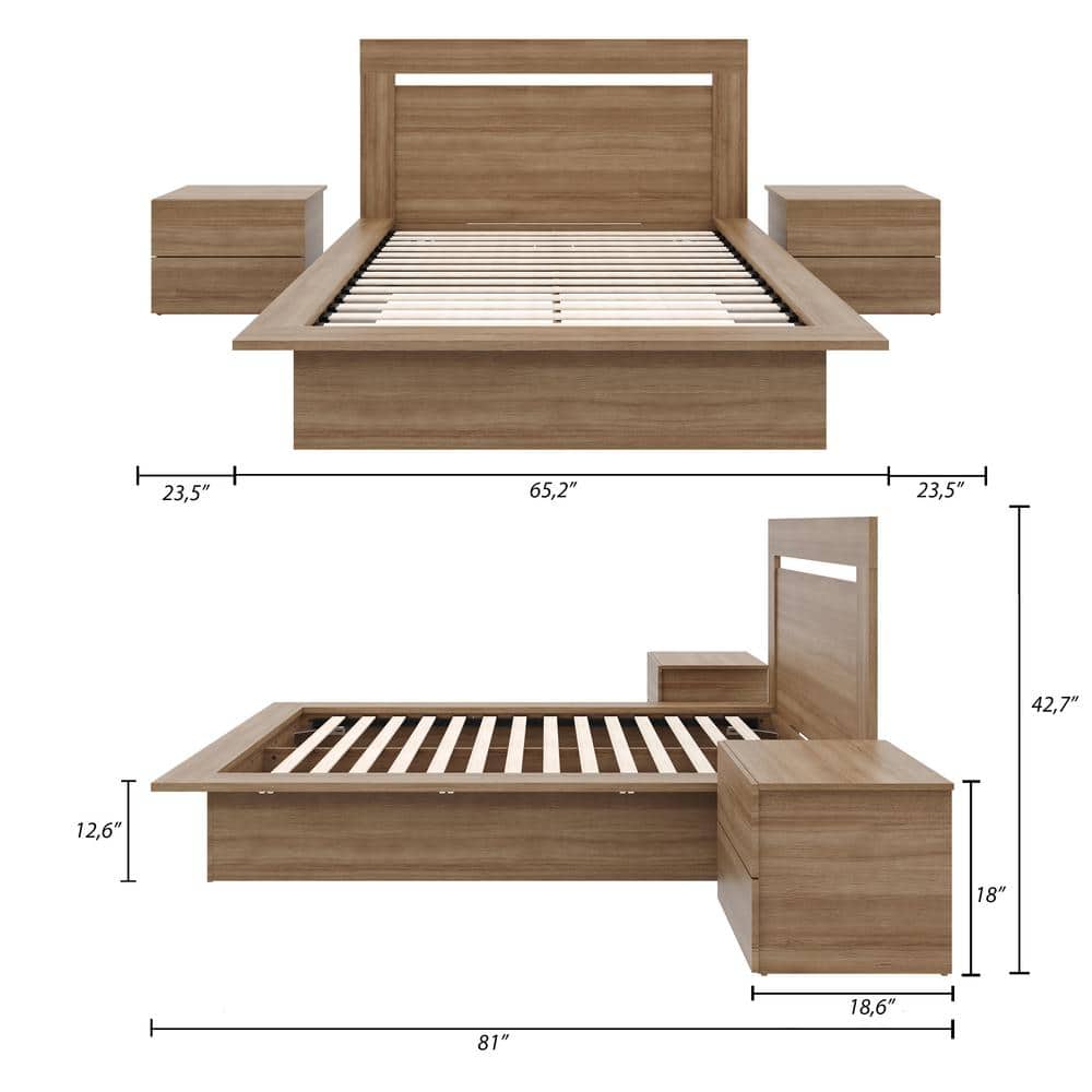 Malibu Brown Oak 4-Piece Modern Bedroom Set