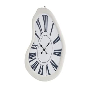 White Wooden Wavy Wall Clock with Roman Numerals