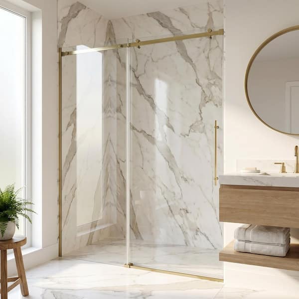 VIGO Luca 56 to 60 in. W x 79 in. H Frameless Sliding Shower Door