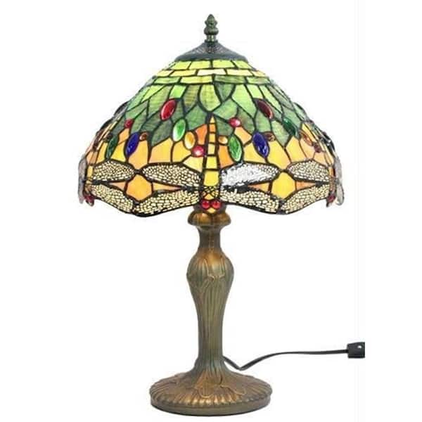 Amora Lighting 18 in. Tiffany Style Dragonfly Design Table Lamp
